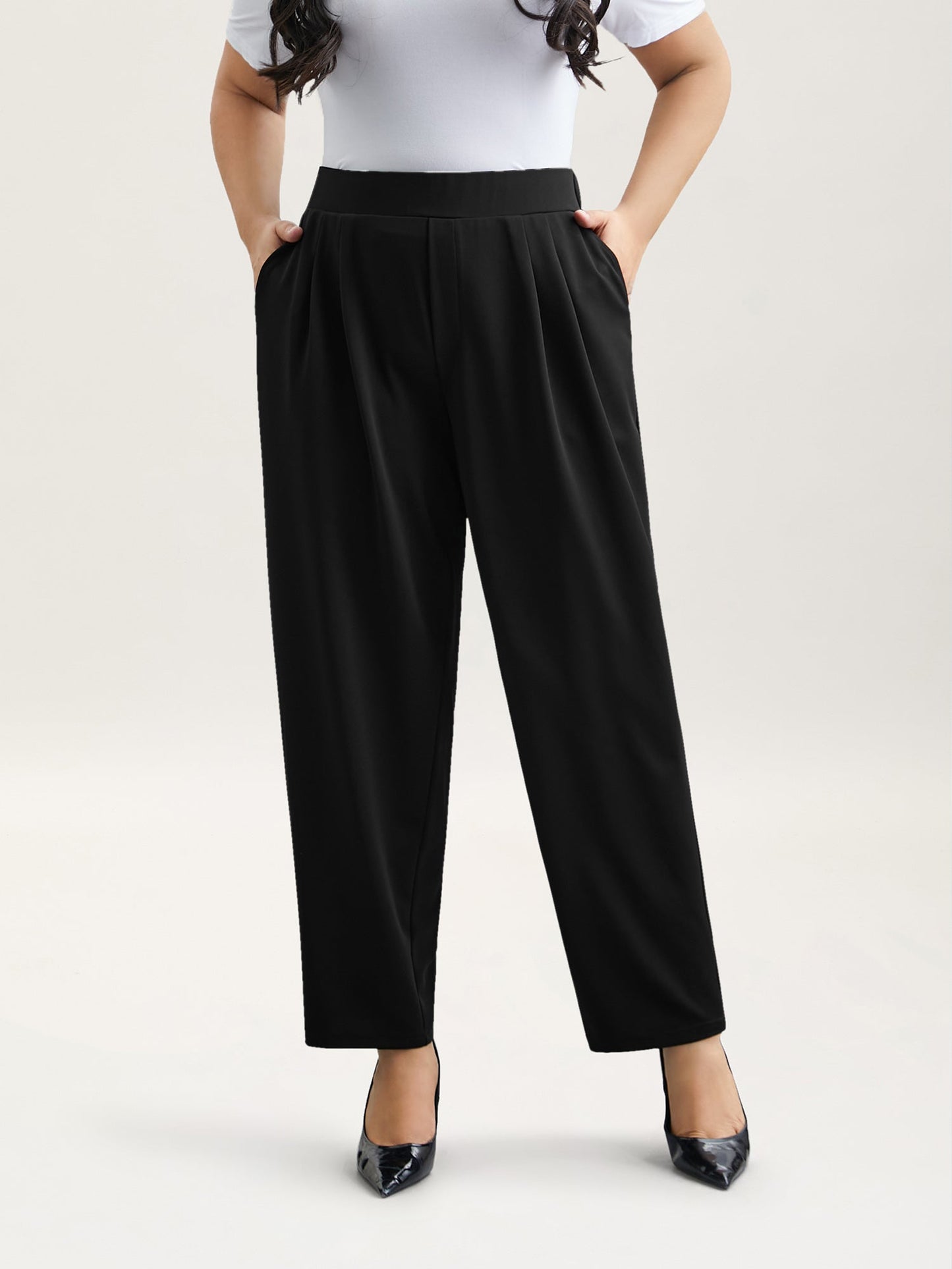 Stretchy-Waist Straight Leg Pants