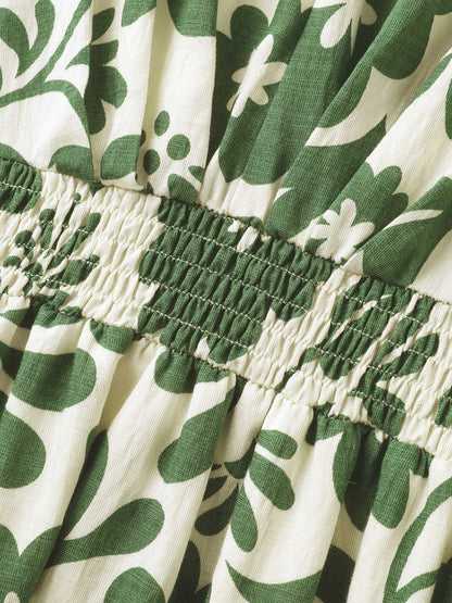 Large Floral Print Pockets Midi Dress