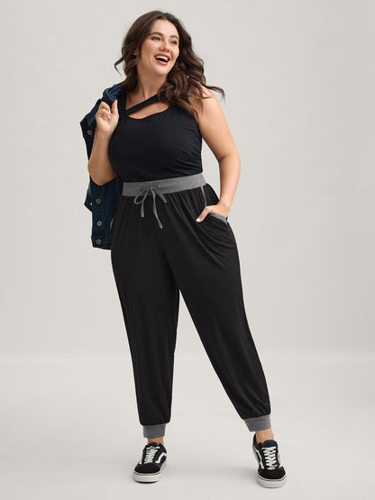 Contrast Drawstring Loungewear Bottoms