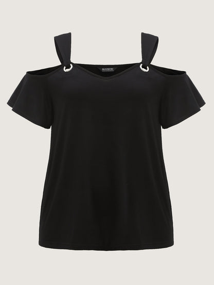 Off-Shoulder Loop Detail T-Shirt