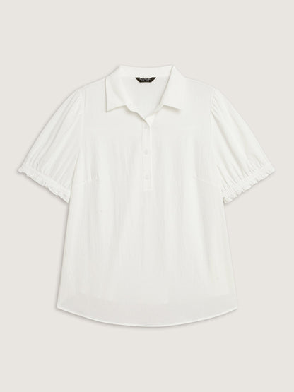 Pure Cotton Ruffled Puffy Sleeve Blouse