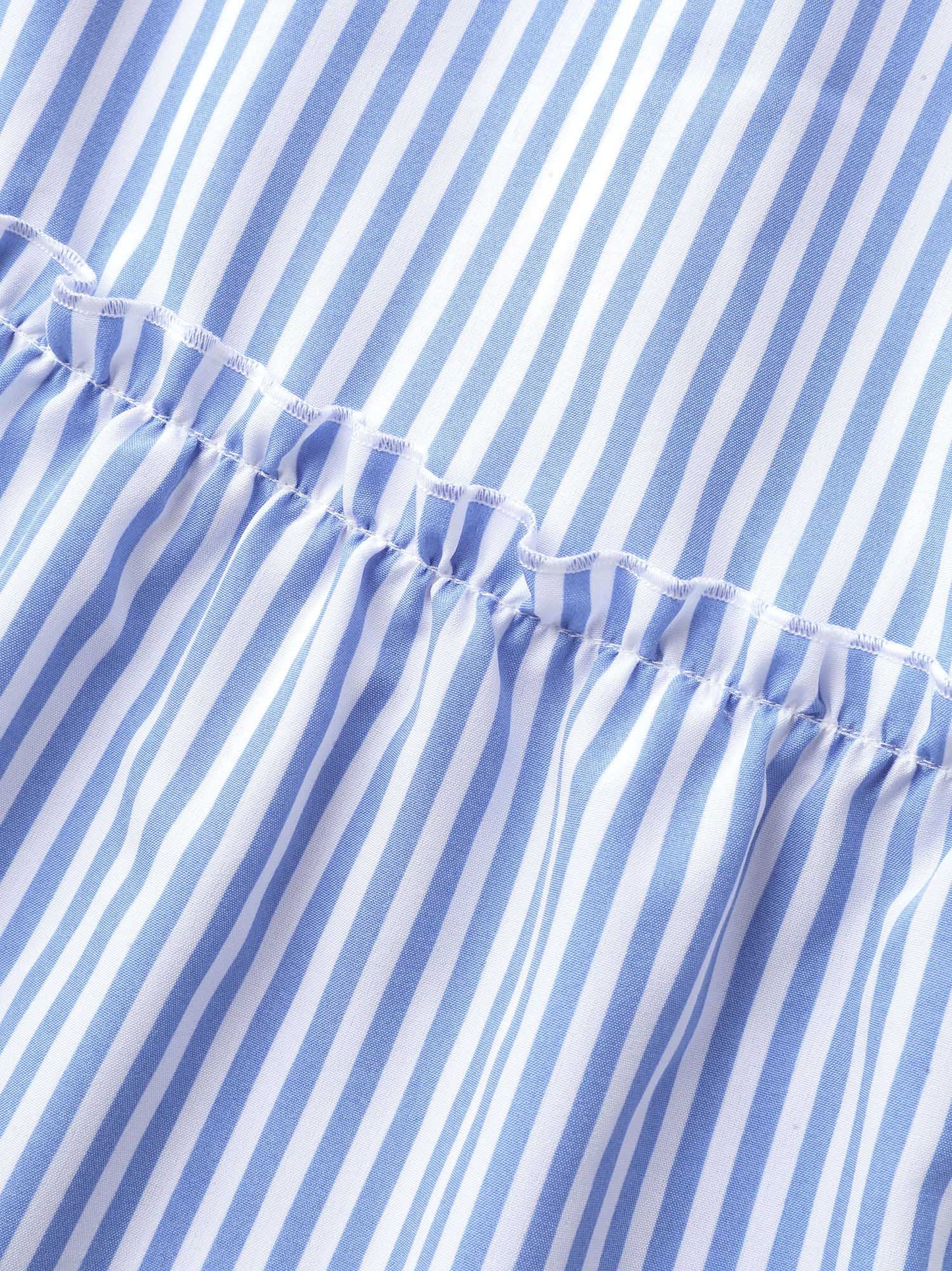 Floral Embroidery Stripes Flutter Midi Dress