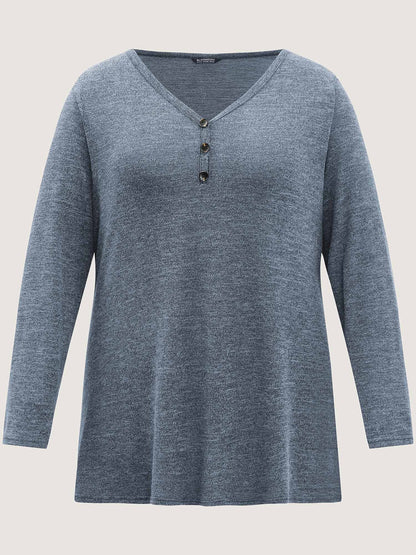 Heather Button Up Long Sleeve T-shirt