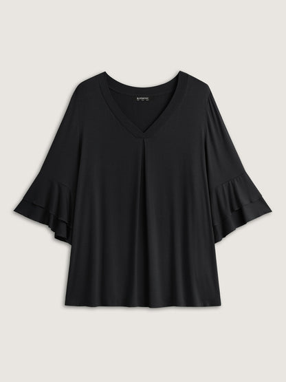Supersoft Essentials Ruffle Layered Sleeve Pleated T-shirt