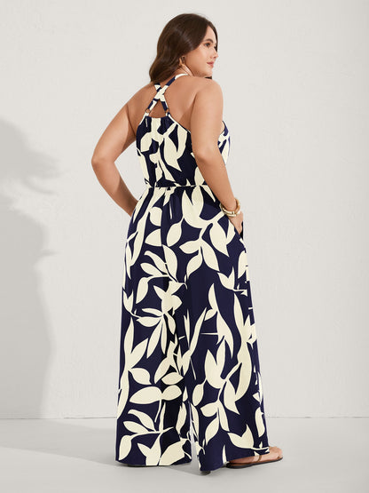 Silhouette Floral Print Sweetheart Jumpsuit