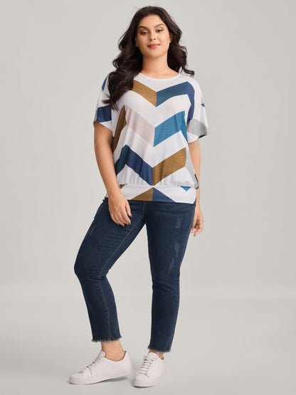 Color Block Wavy Print T-Shirt