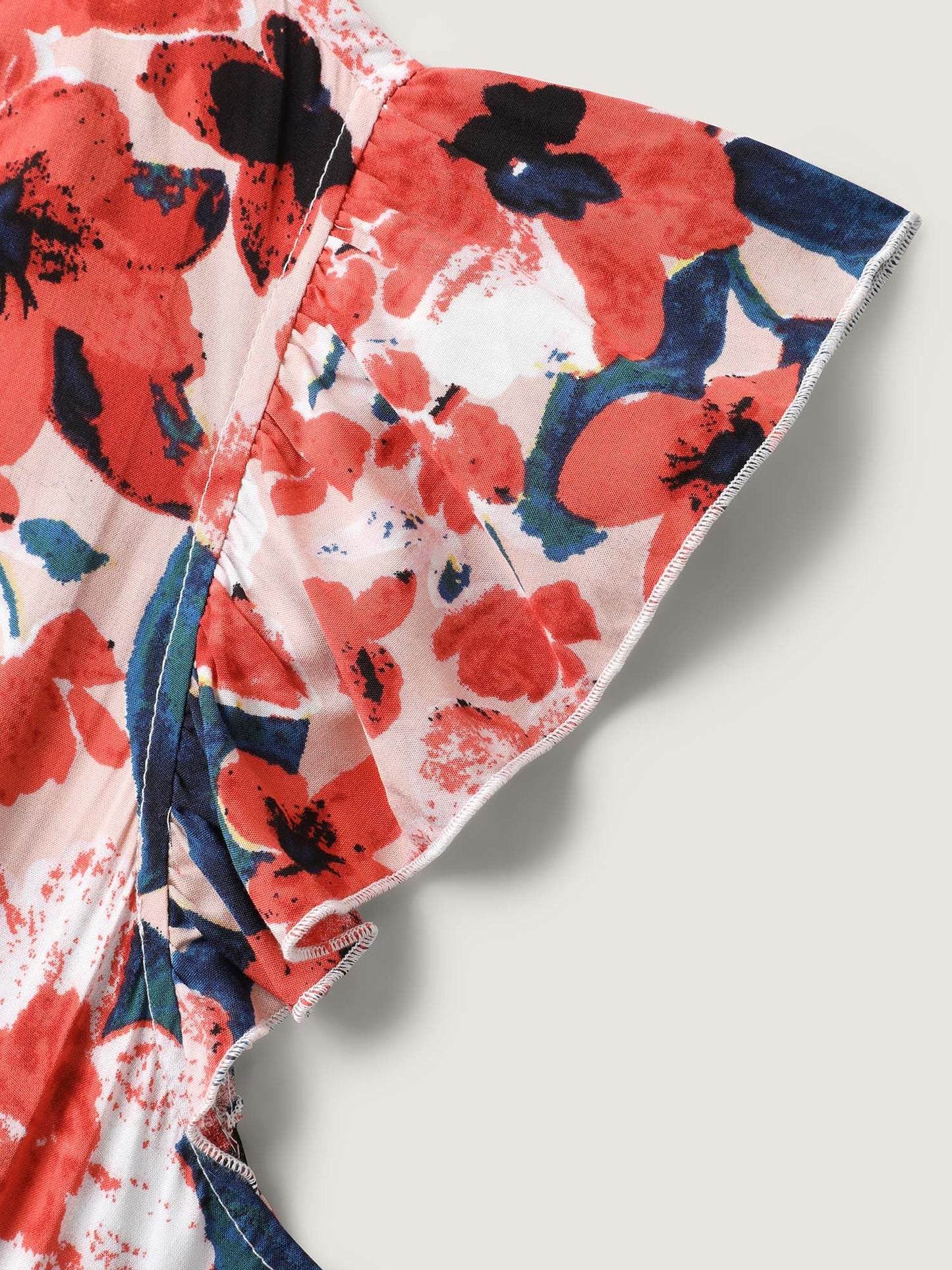 Floral Three-Layered Stretchy Waist Midi Dress