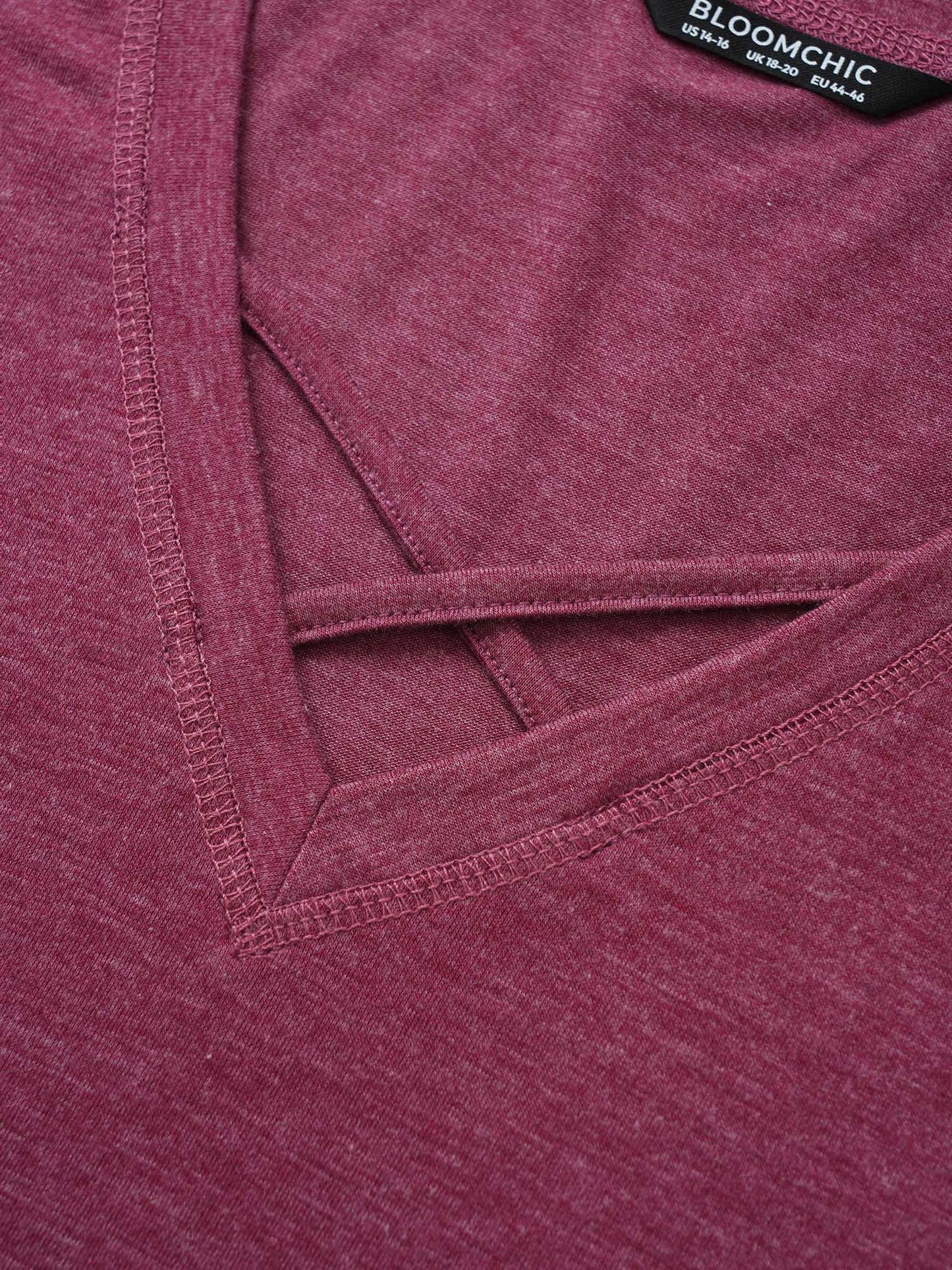 Solid Crisscross Neck Contrast Stitch T-shirt