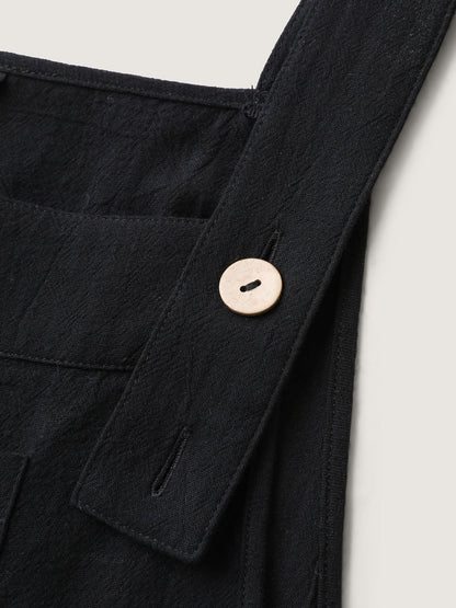 Pure Cotton Diagonal Pockets Midi Dress