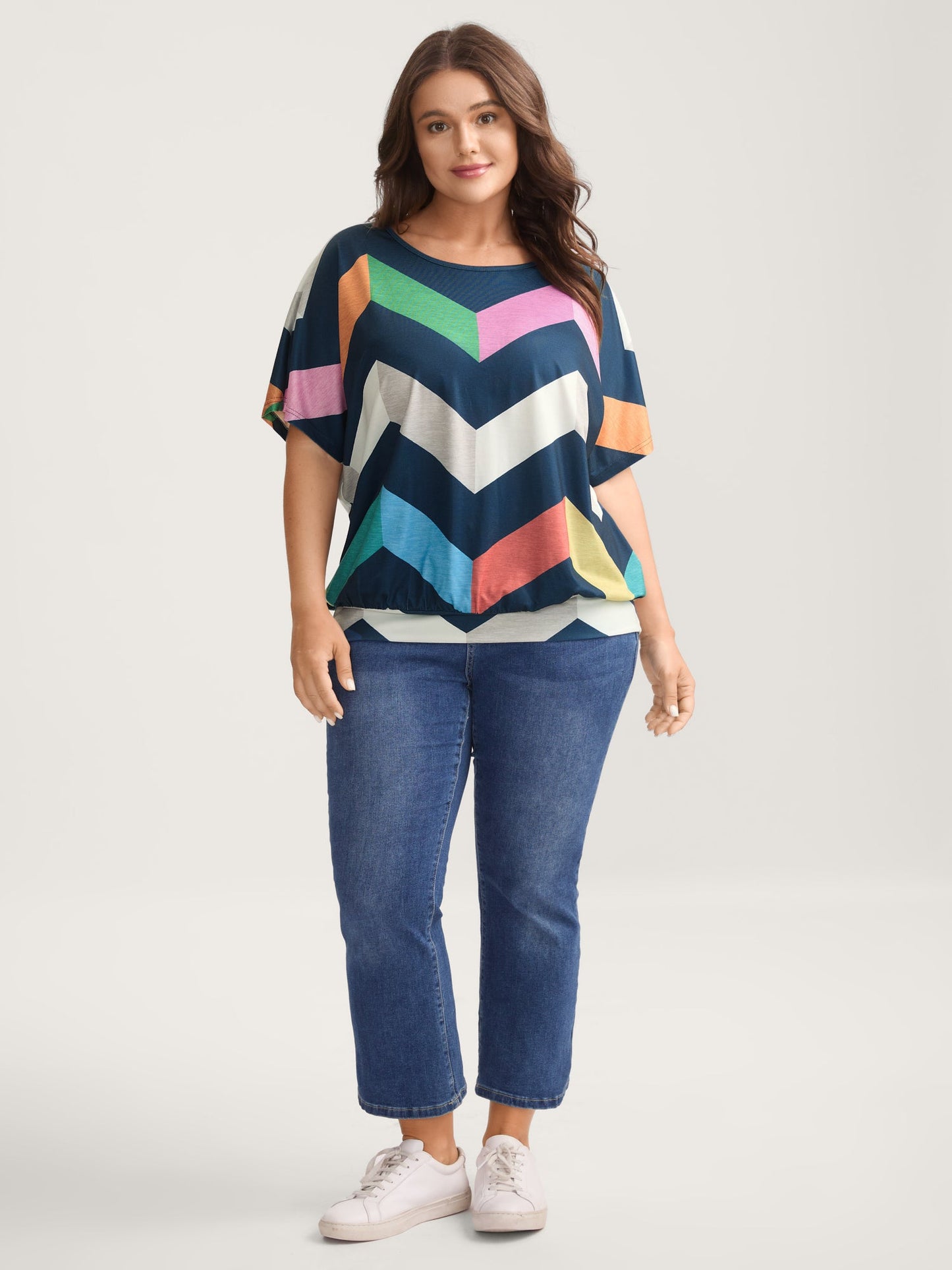 Color Block Wavy Print T-Shirt