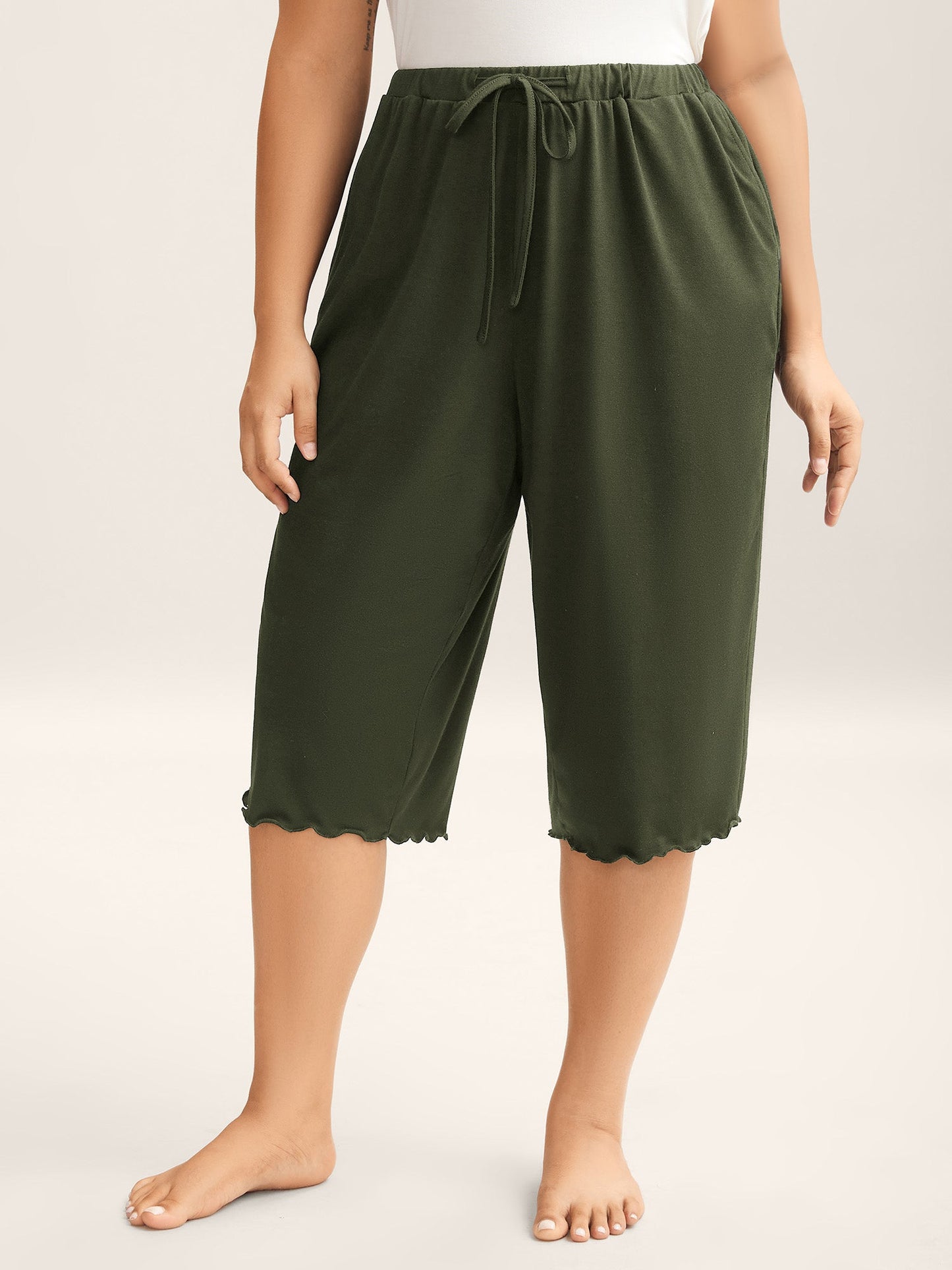 Supersoft Scalloped Hem Straight-Fit Lounge Bottoms