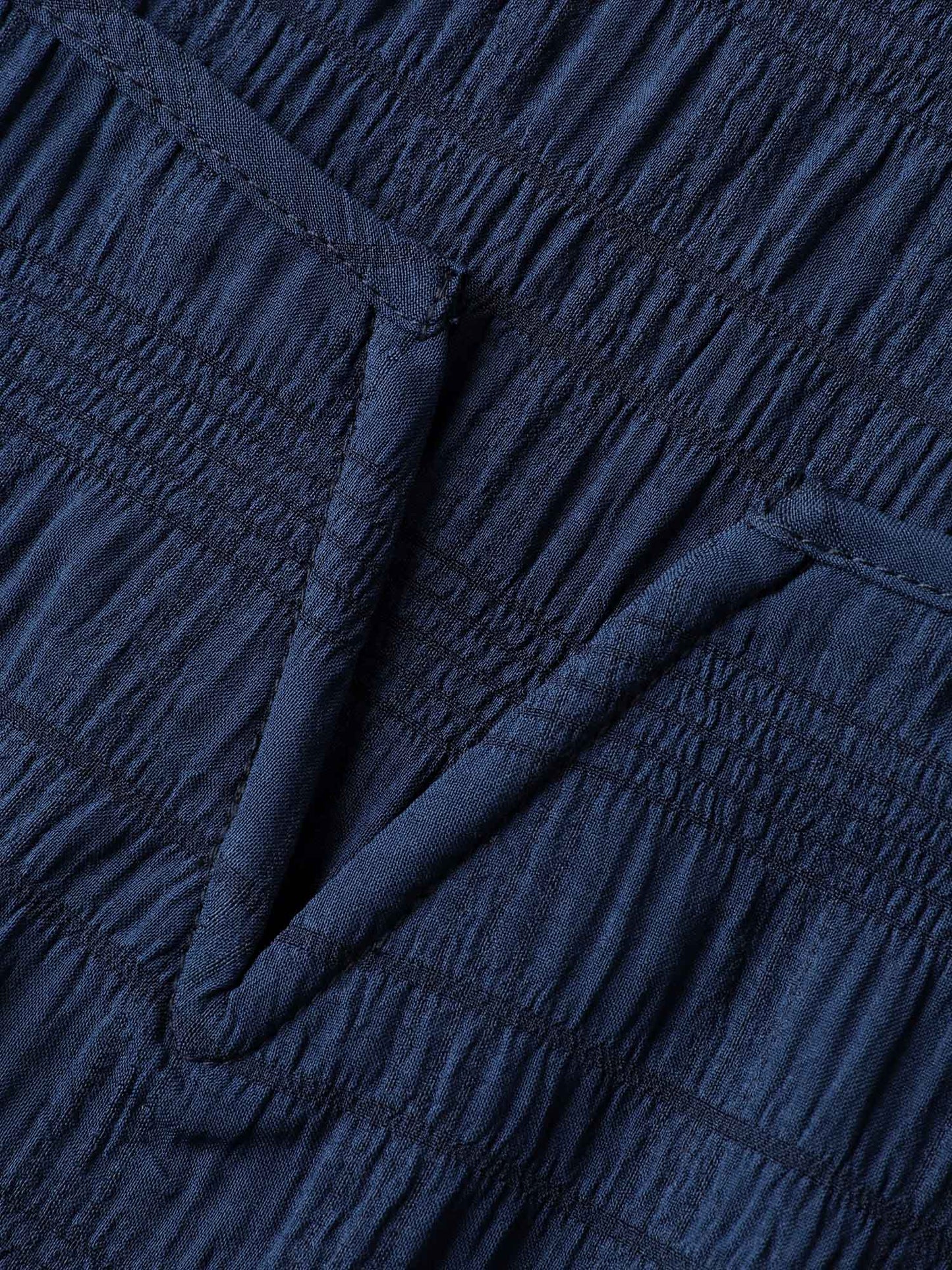 Textured Gathered Sleeve Split Neck Blouse