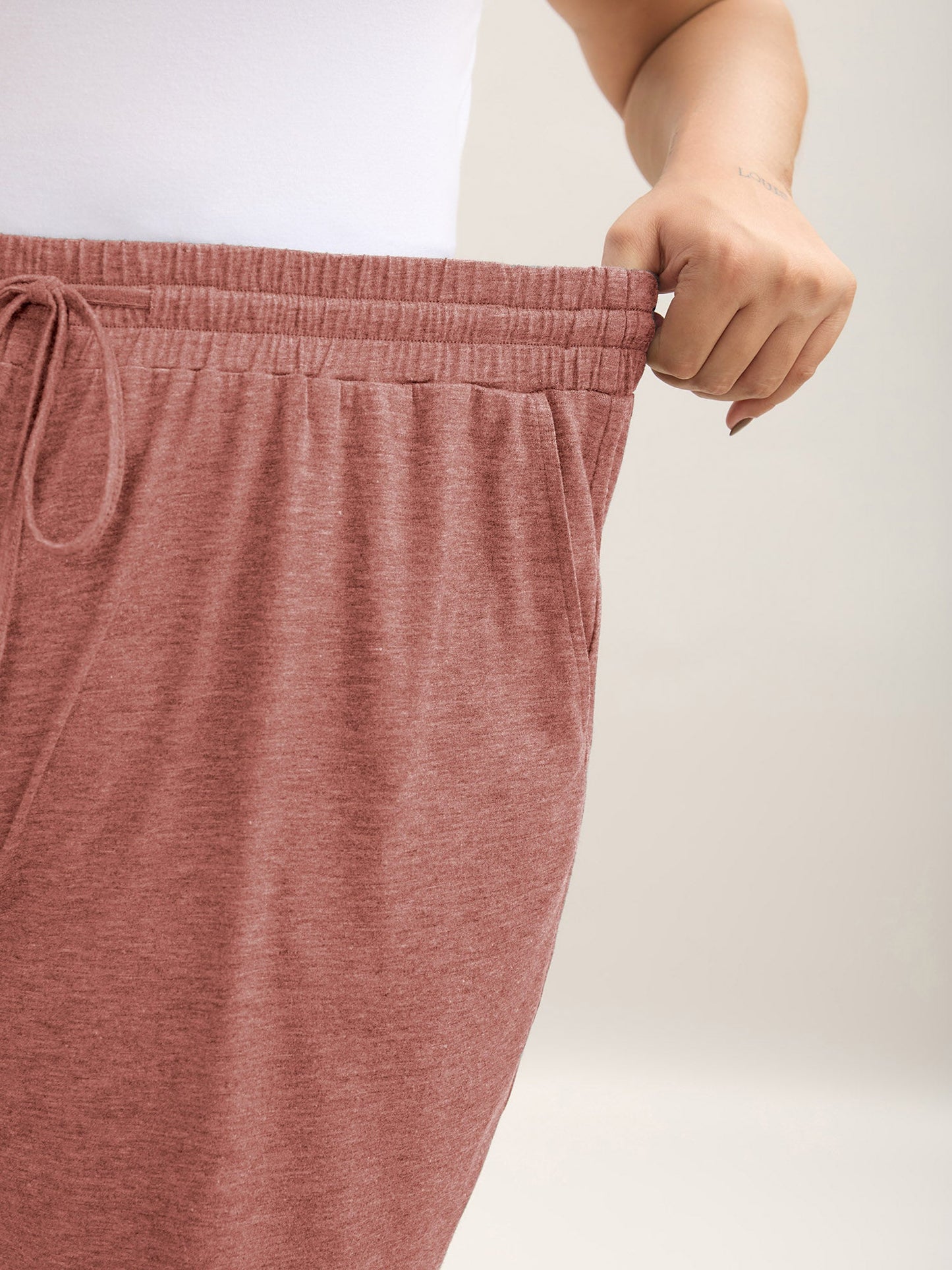 Mixed Color Knit Drawstring Loungewear Bottoms