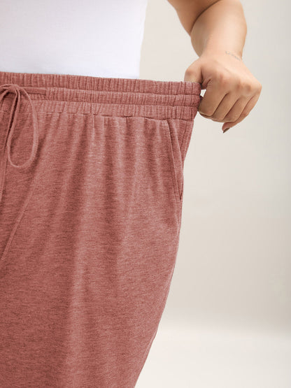 Mixed Color Knit Drawstring Loungewear Bottoms