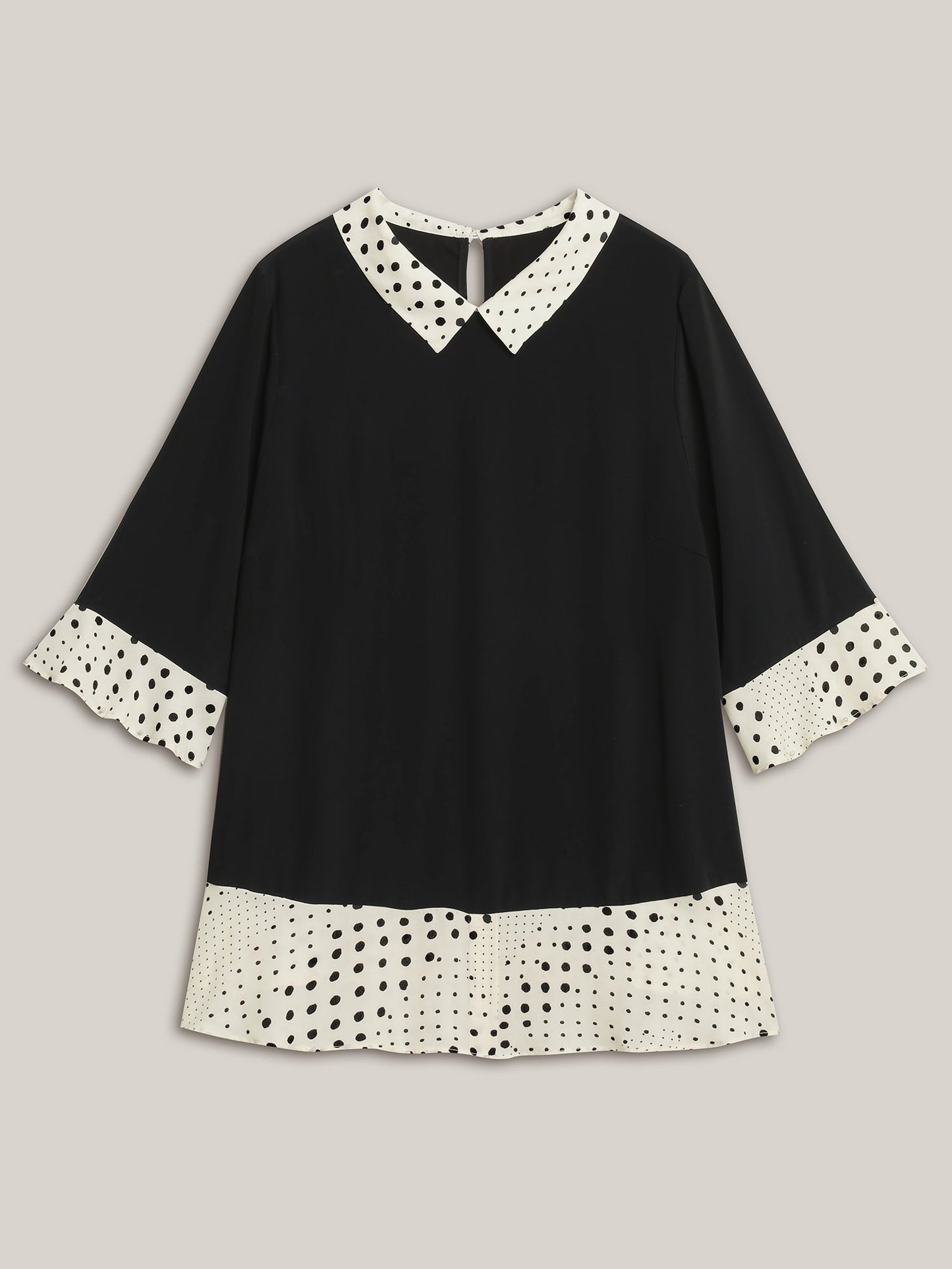 Sheer Color Contrast Spliced Collar Blouse