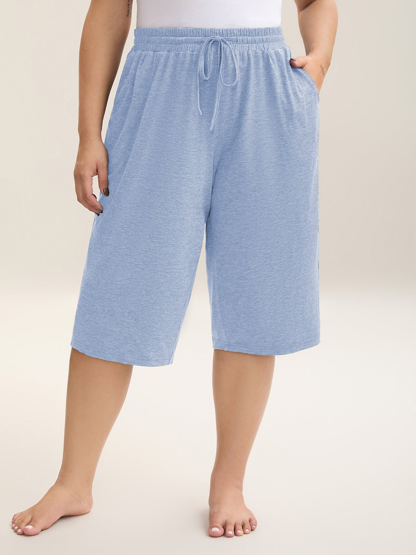 Mixed Color Knit Drawstring Loungewear Bottoms