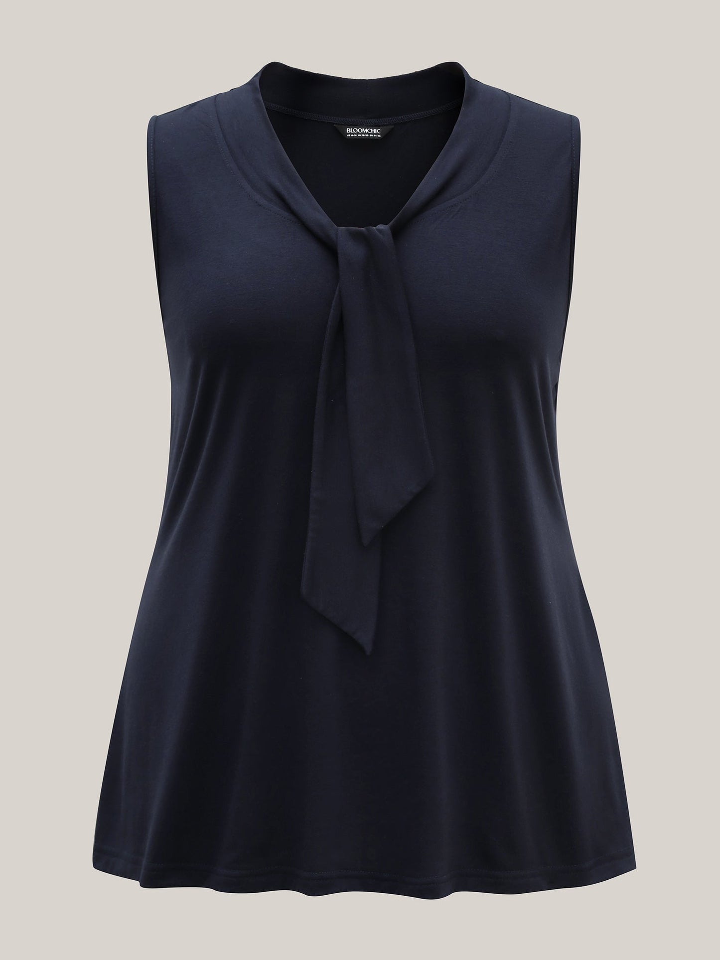 Knotted Neckline Fitted Sleeveless Blouse