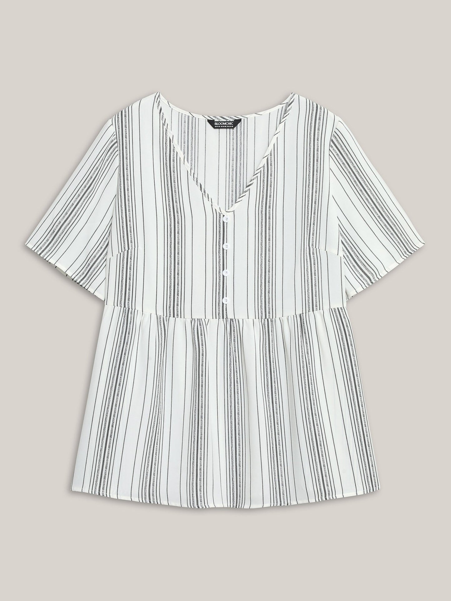 Striped Button Detail Flowy Shirt