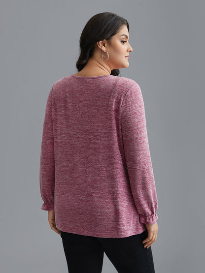Round Neck Heather Pleated T-shirt