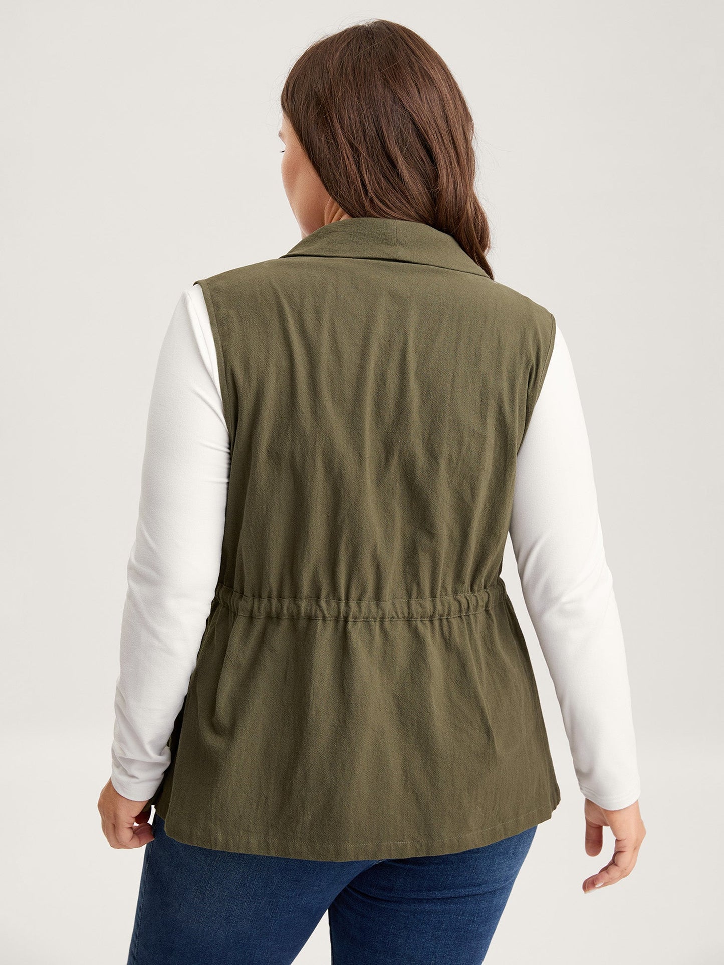 Cotton Waist Defining Drawstring Pocket Vest