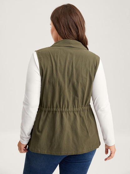 Cotton Waist Defining Drawstring Pocket Vest