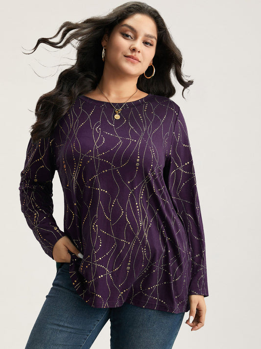 Polka Dot Contrast Round Neck T-shirt