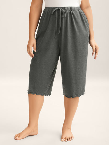 Supersoft Scalloped Hem Straight-Fit Lounge Bottoms