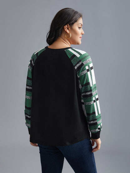 Colorblock Contrast Raglan Sleeve Sweatshirt