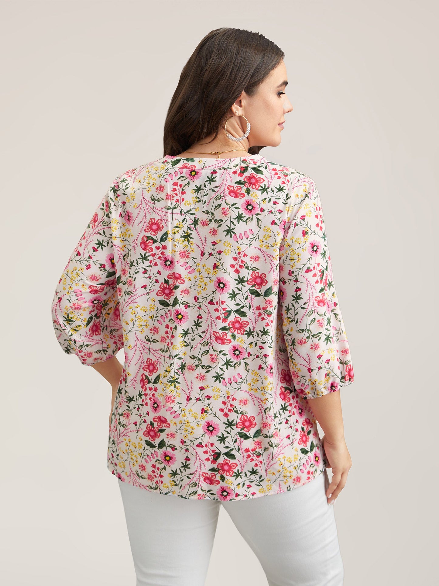 Floral Print Notched Collar Shirt