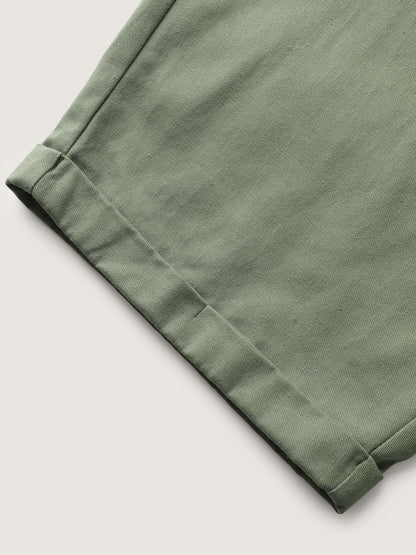 Pure Cotton Cuffed Hem Stretchy Waist Jumpsuit