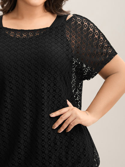 2-in-1 Cut-Out Plain Knit Top