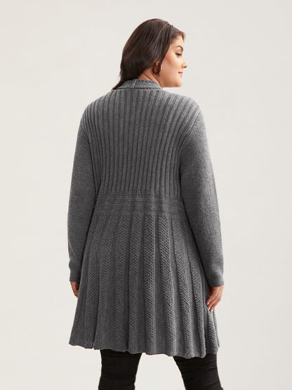 Plain Textured Kimono Collar Cardigan