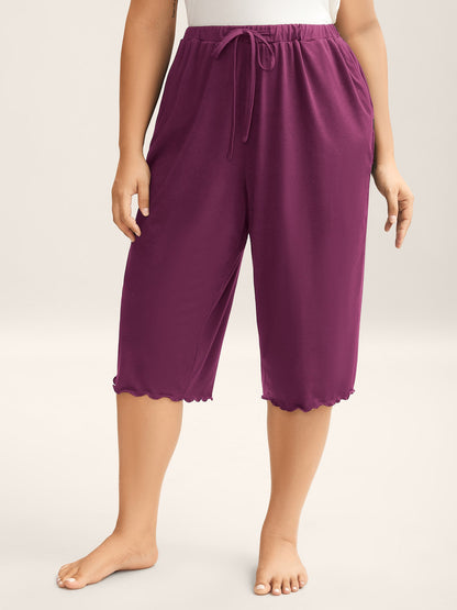 Supersoft Scalloped Hem Straight-Fit Lounge Bottoms