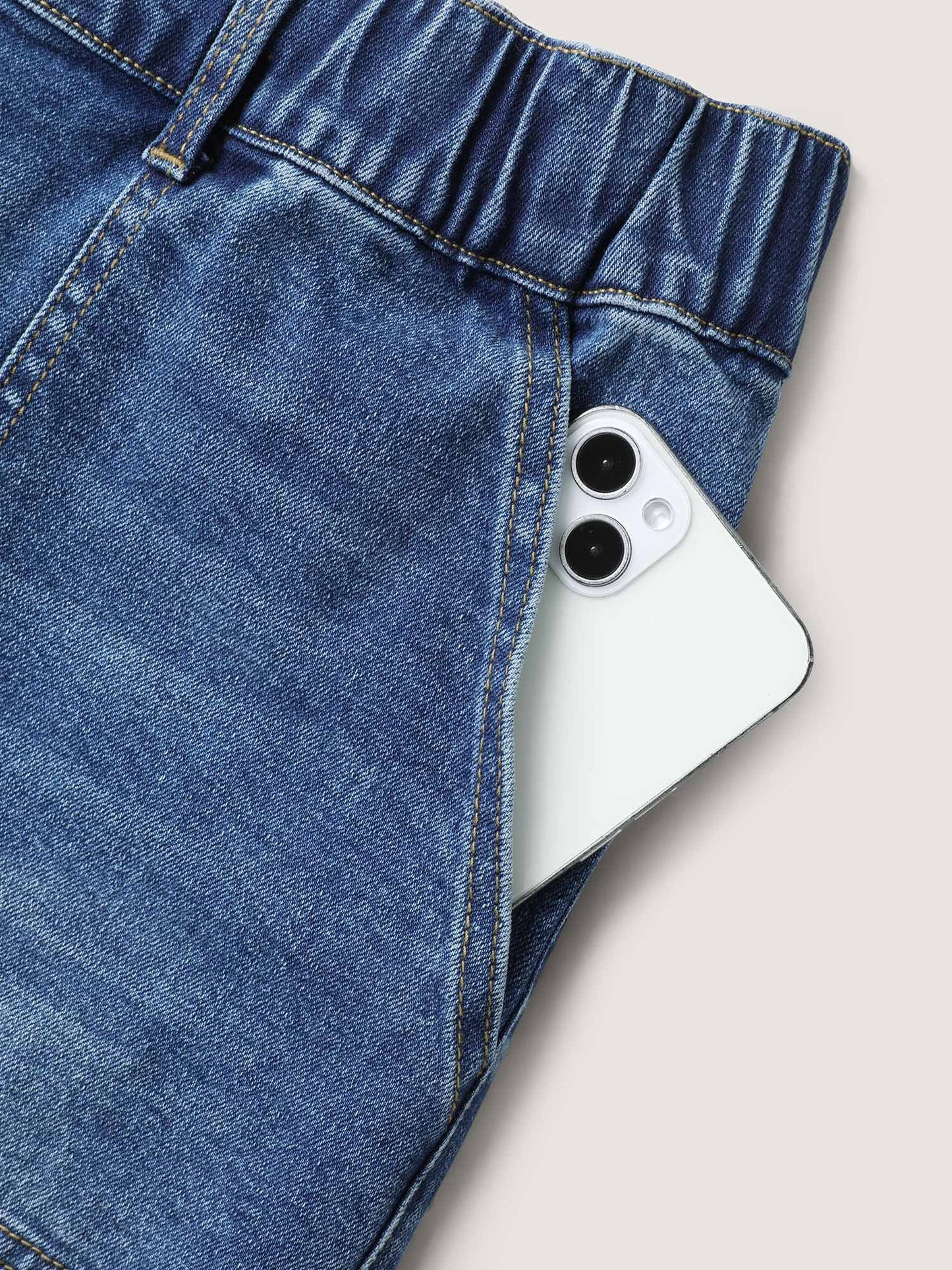 Stretchy Waist Vintage Drawstring Denim Shorts