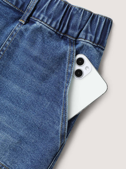 Stretchy Waist Vintage Drawstring Denim Shorts