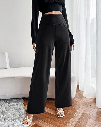 Women Wide Leg Pants with Pockets High Waist Stretch Dress Casual Swea