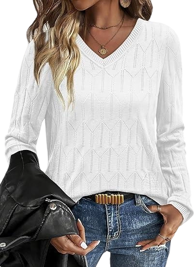 🔥🔥🔥Womens Sweaters Long Sleeve Shirts Fall Outfits 2025 V Neck