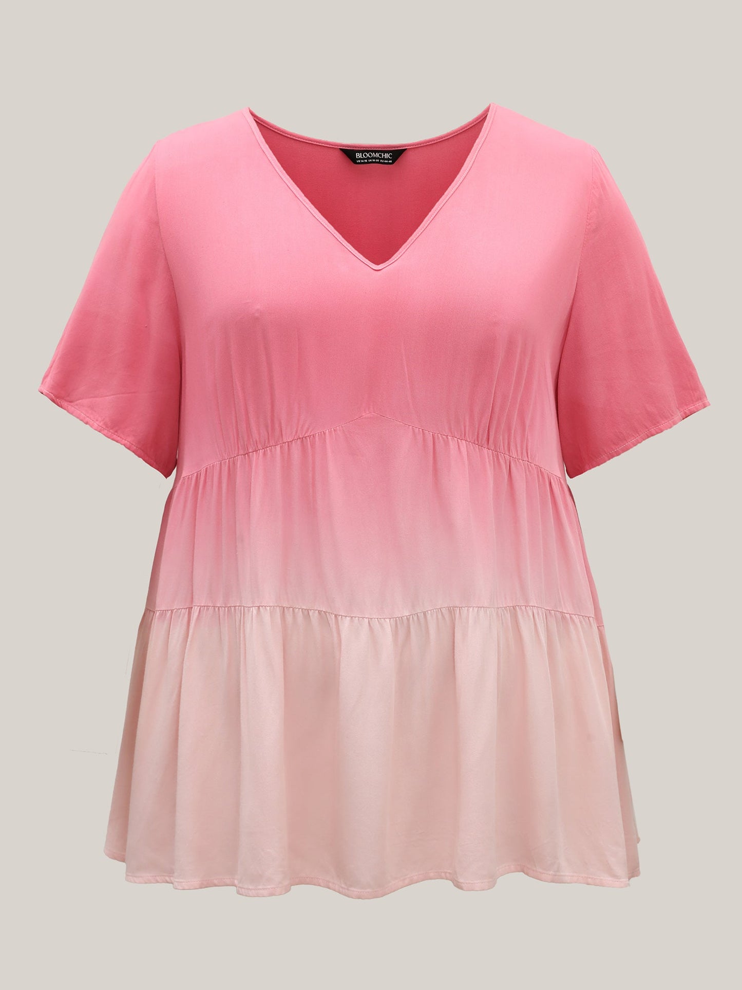 Rayon Tie-Dye V-Neck Tiered Blouse