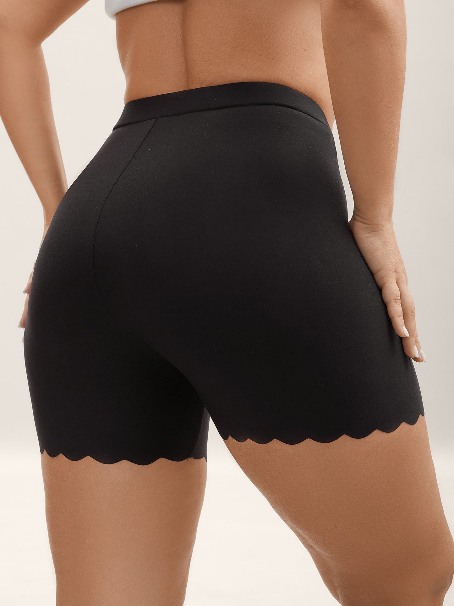 Scalloped Trim Stretchy Skinny-Fit Leggings