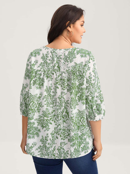 Artistic Print A-Line Blouse