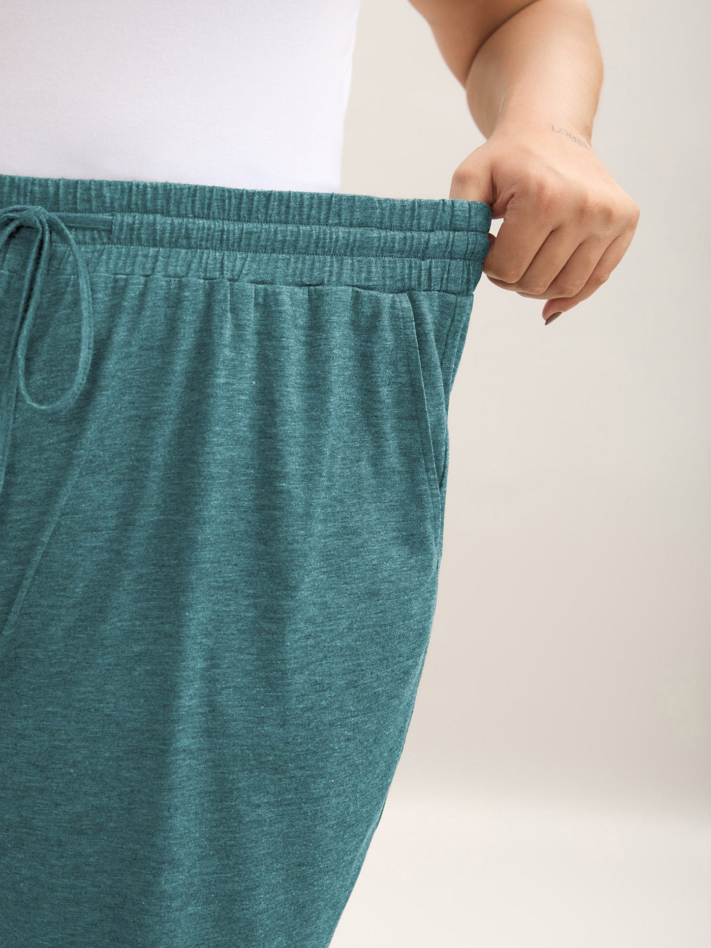 Mixed Color Knit Drawstring Loungewear Bottoms