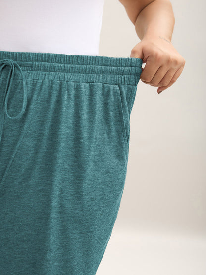 Mixed Color Knit Drawstring Loungewear Bottoms