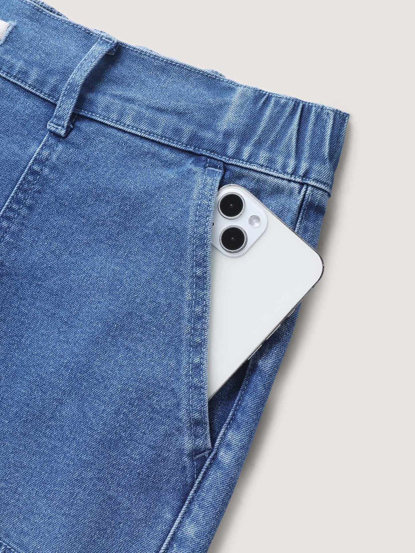 Stretch No-Gap Elastic Waist Jeans