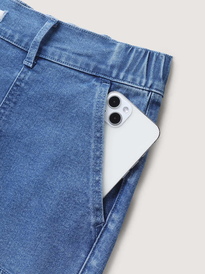 Stretch No-Gap Elastic Waist Jeans