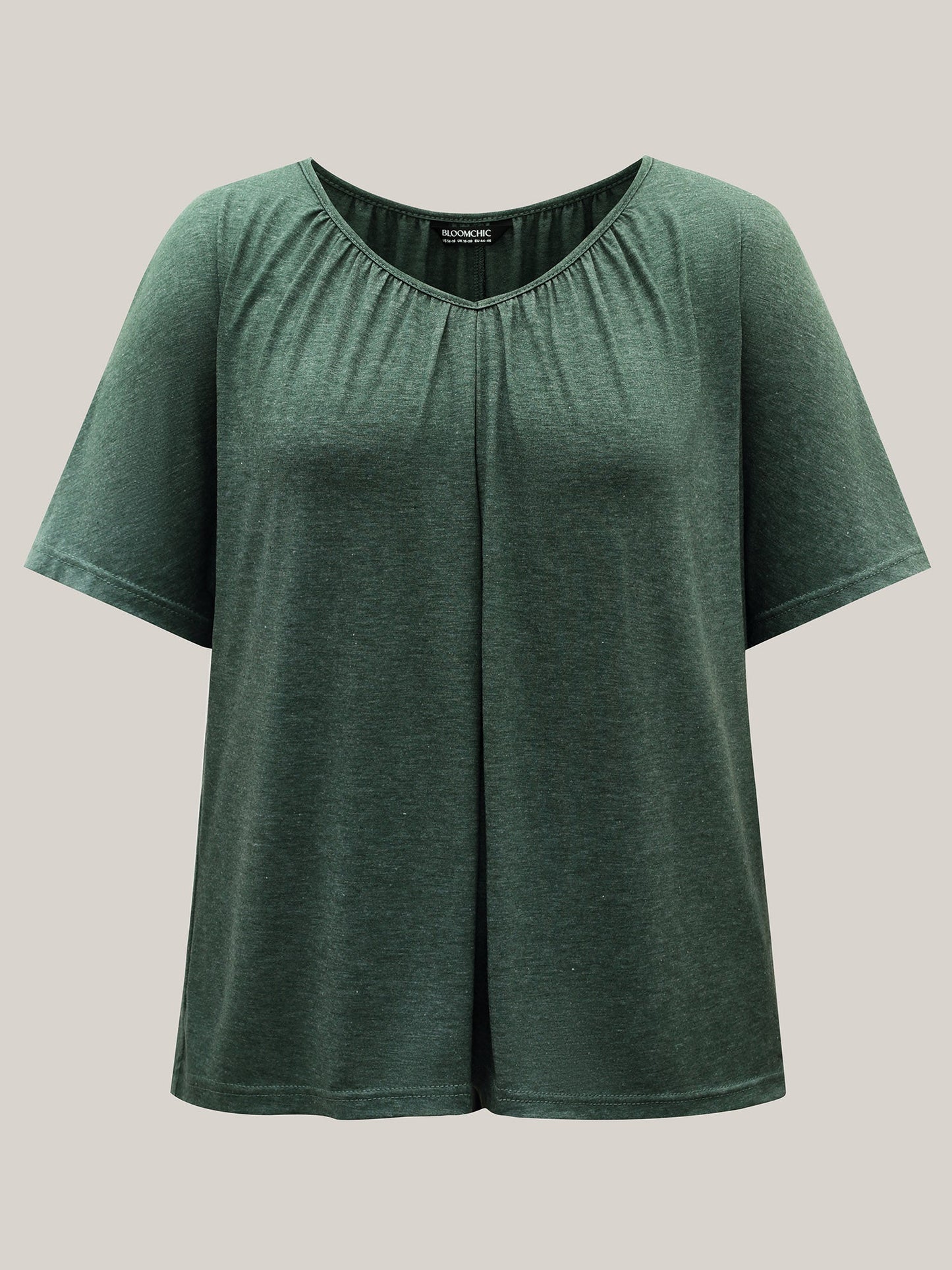 Pleated Plain Half-Sleeve Knit Top