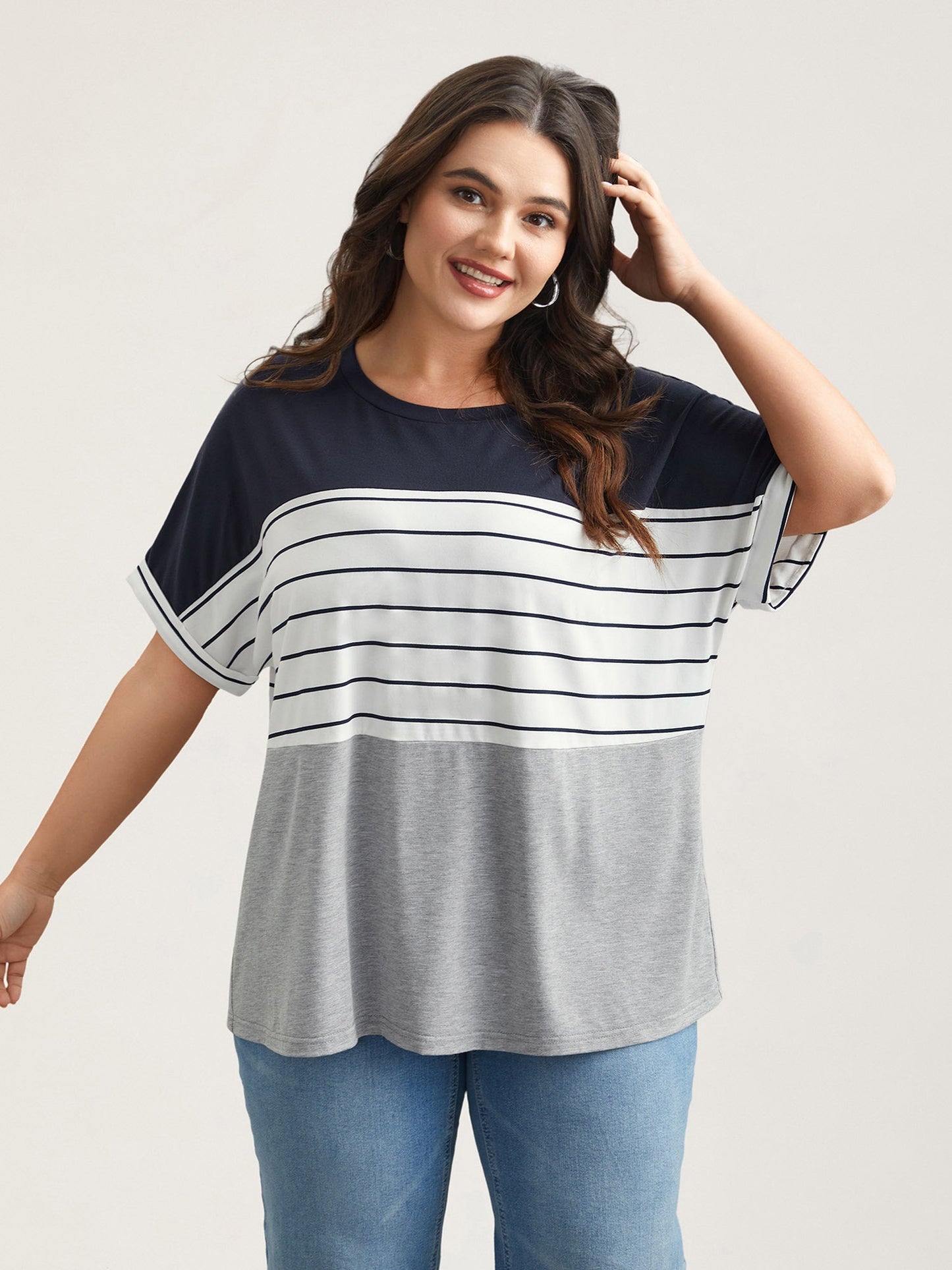 Color-Block Stretchy Stripes T-Shirt