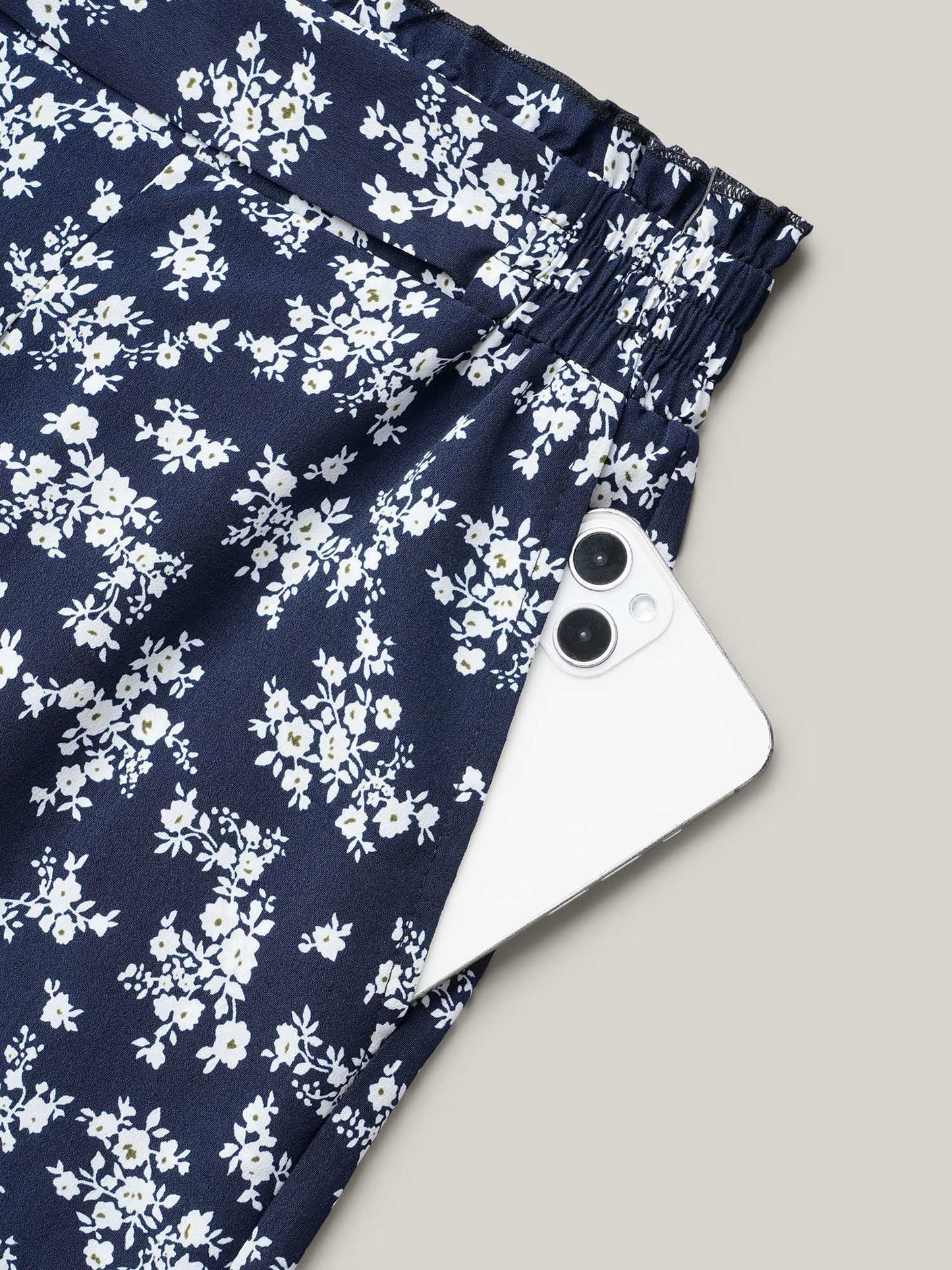 Floral Print Waist Stretchy Wide Leg Pants