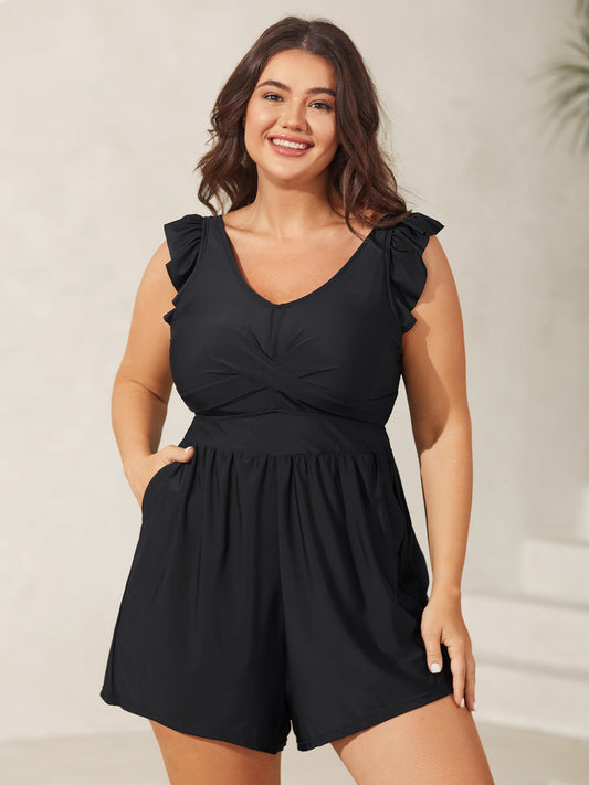 Twist Front Ruffled One-Piece Swimsuit