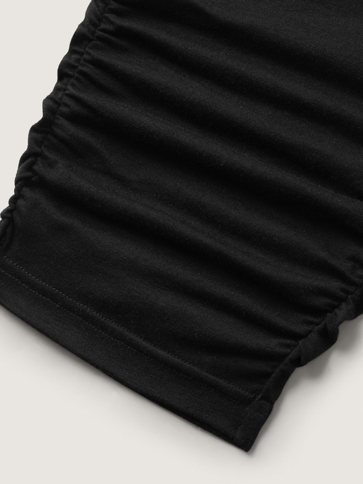 Stretchy Straight-Leg Gathered Hem Pants