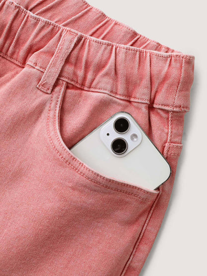 Waist Drawstring Rolled Hem Jeans